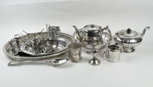 A selection of silver plated wares, to include a basting spoon,