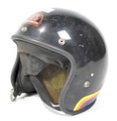 A vintage motorcycle helmet,