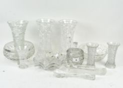 A selection of contemporary glassware, including a salad bowl and servers, fluted dishes,