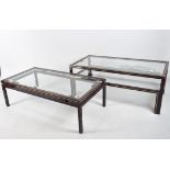 Three glass topped tables,