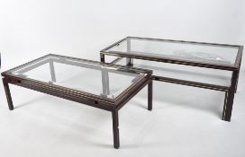 Three glass topped tables including two French Pierre Vandel examples