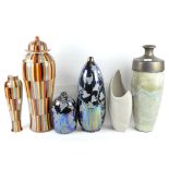 Six ceramic vases, of assorted sizes and designs,