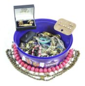 A selection of costume jewellery, including pairs of earrings, necklaces, bracelets and cufflinks