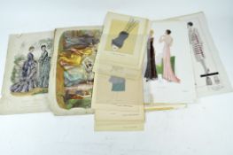 A quantity of 19th and 20th century French and English coloured fashion prints, of various sizes,