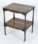 A stained veneer two tier occasional table of rectangular form,