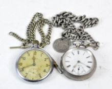 Two antique pocket watches, one case hallmarked London 1890