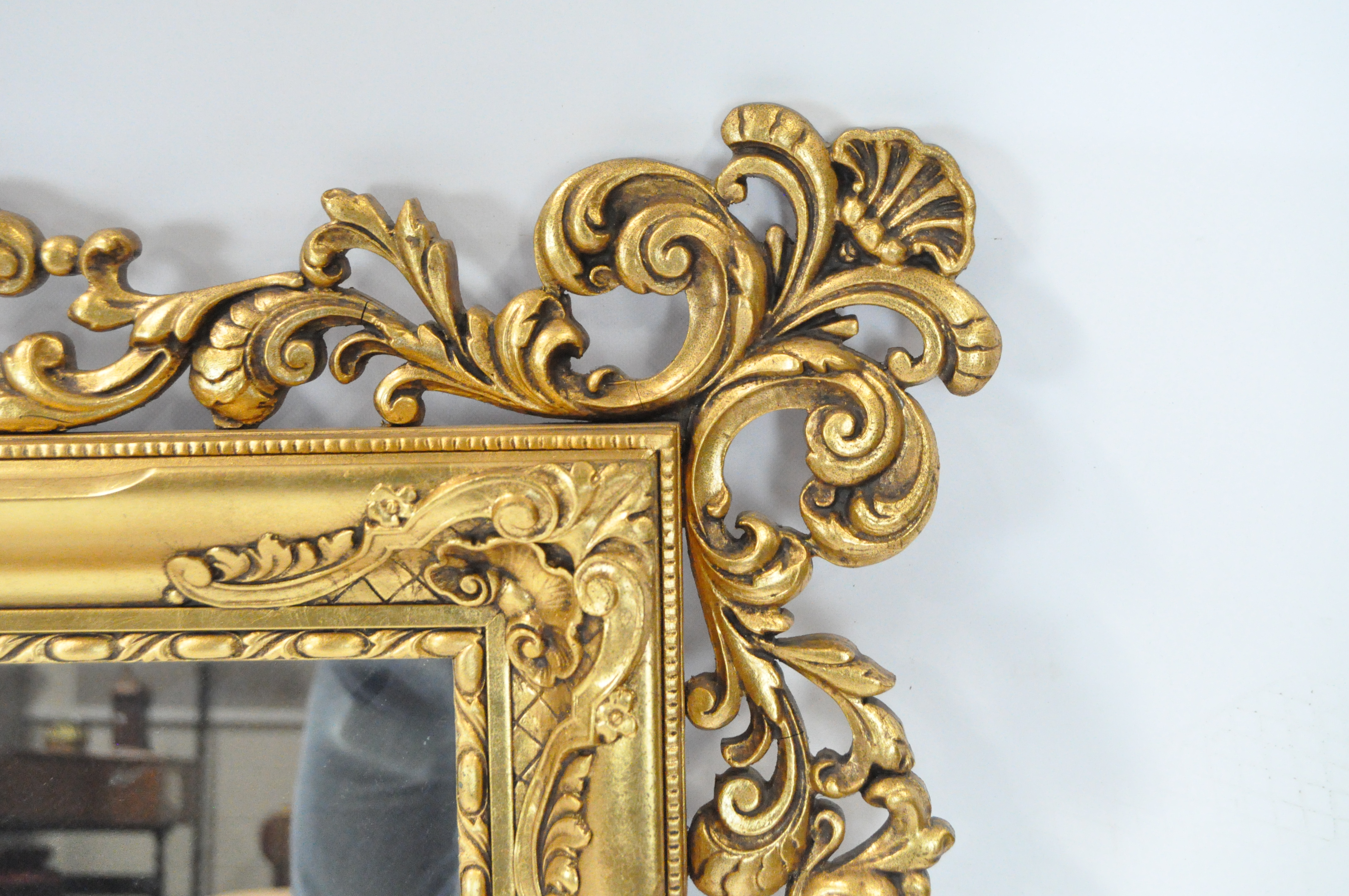 A large contemporary gilt framed wall mirror, featuring an ornate pierced frame, - Image 3 of 3