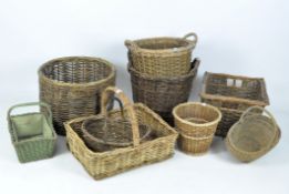 A large quantity of assorted wicker baskets,