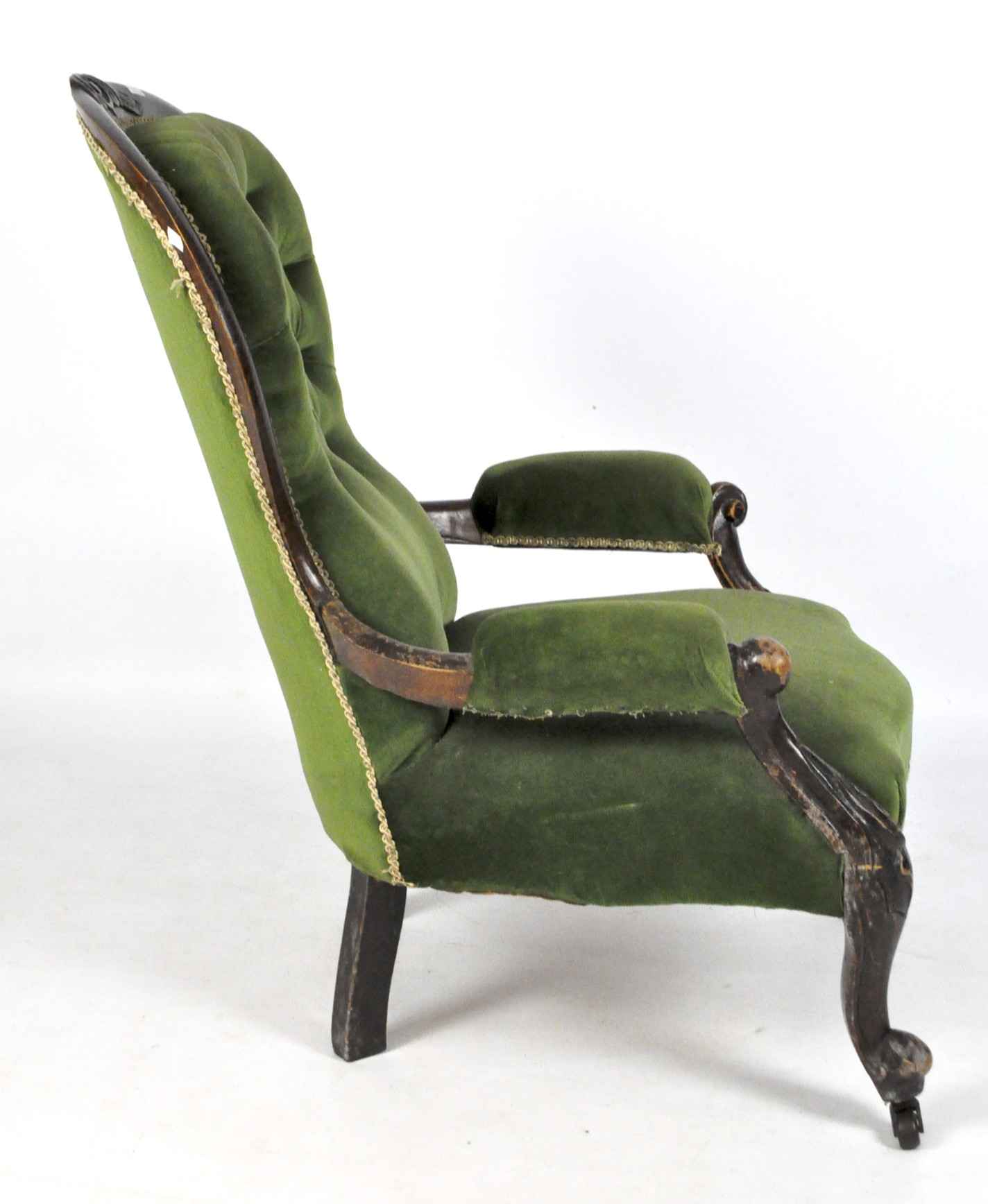 A late 19th/early 20th century button back armchair, - Image 2 of 2