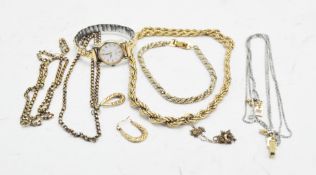 A collection of costume jewellery, including a 22ct gold plated bracelet,