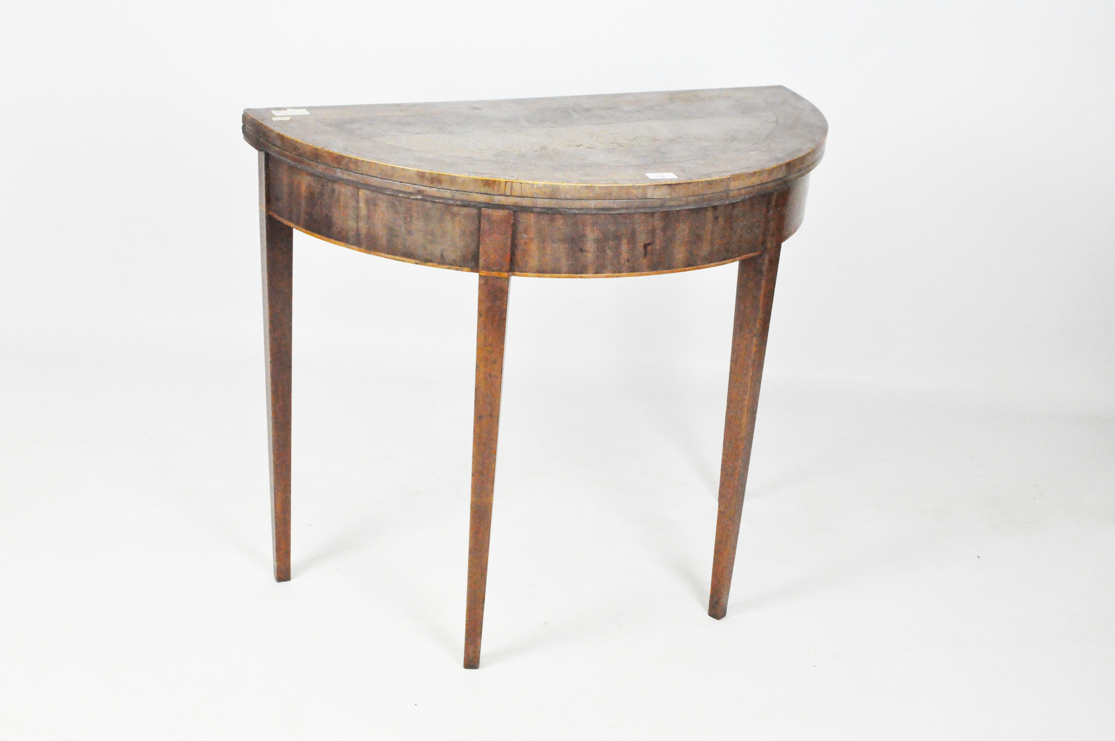 An early 19th century mahogany demi-lune table with cross banded top, - Image 2 of 2
