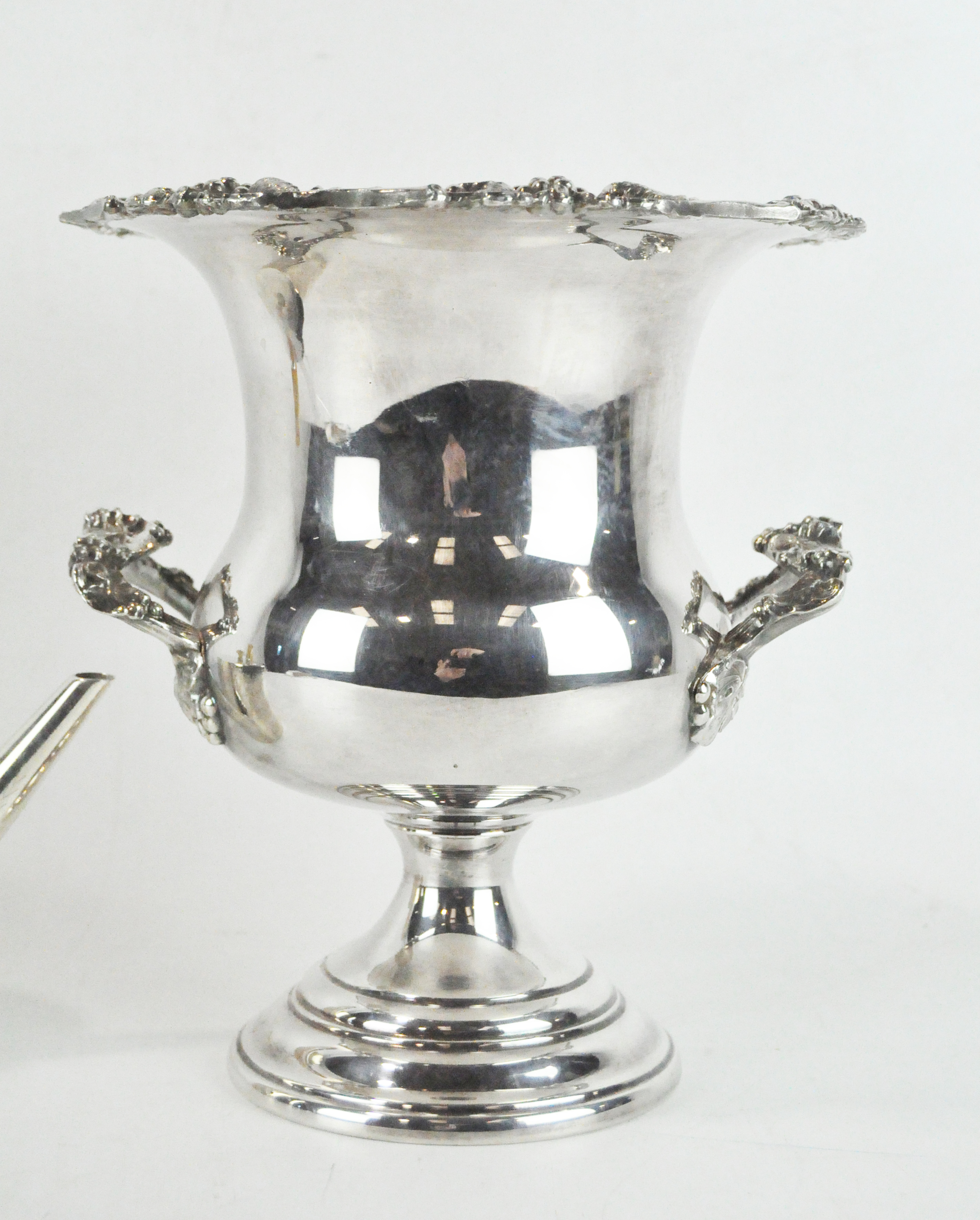 A contemporary silver plated wine cooler and a Georgian style white metal teapot, - Image 4 of 6