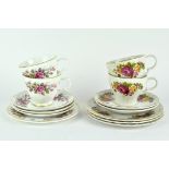 Two part tea services in the 'Cottage Rose' pattern,