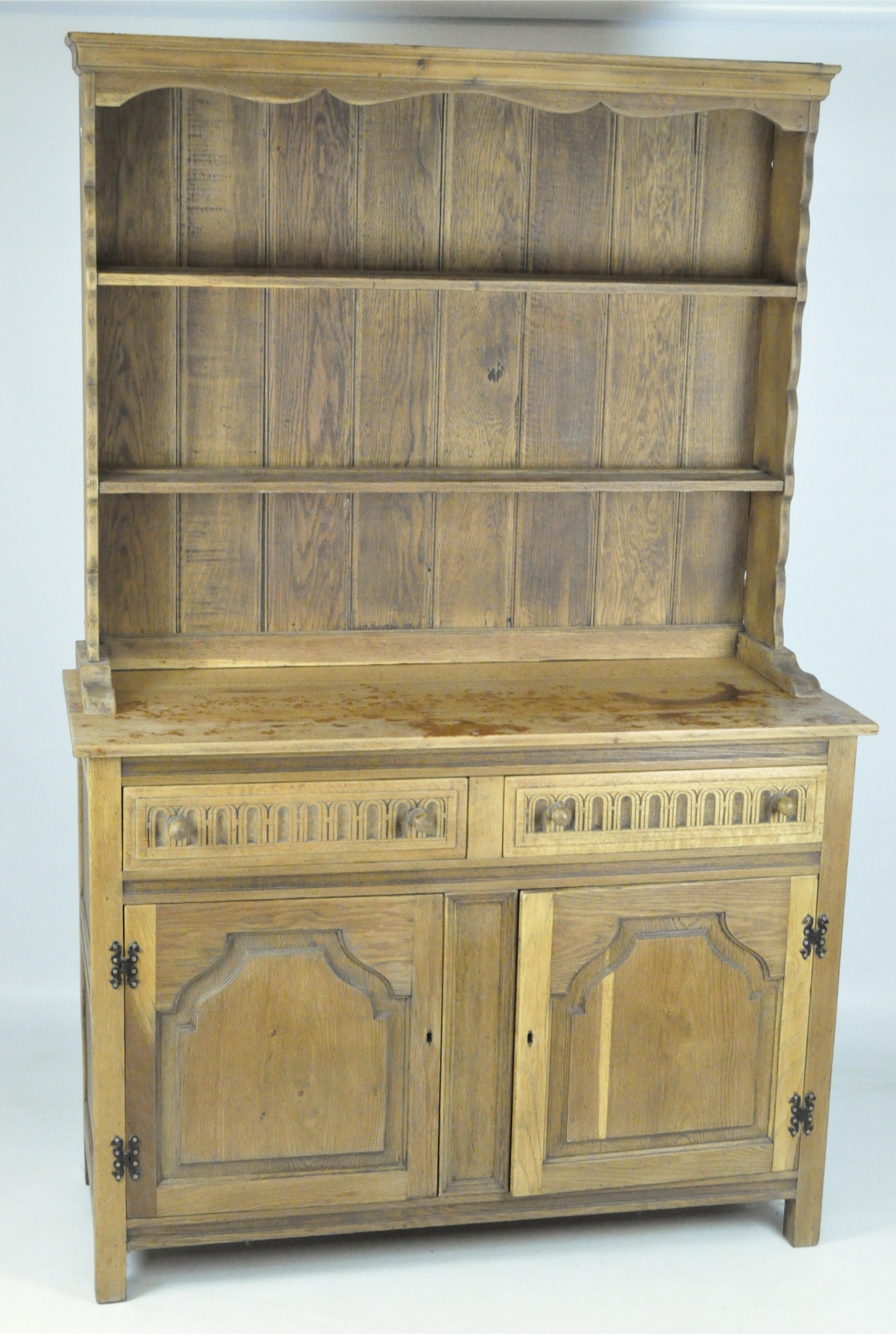 A stripped oak dresser,