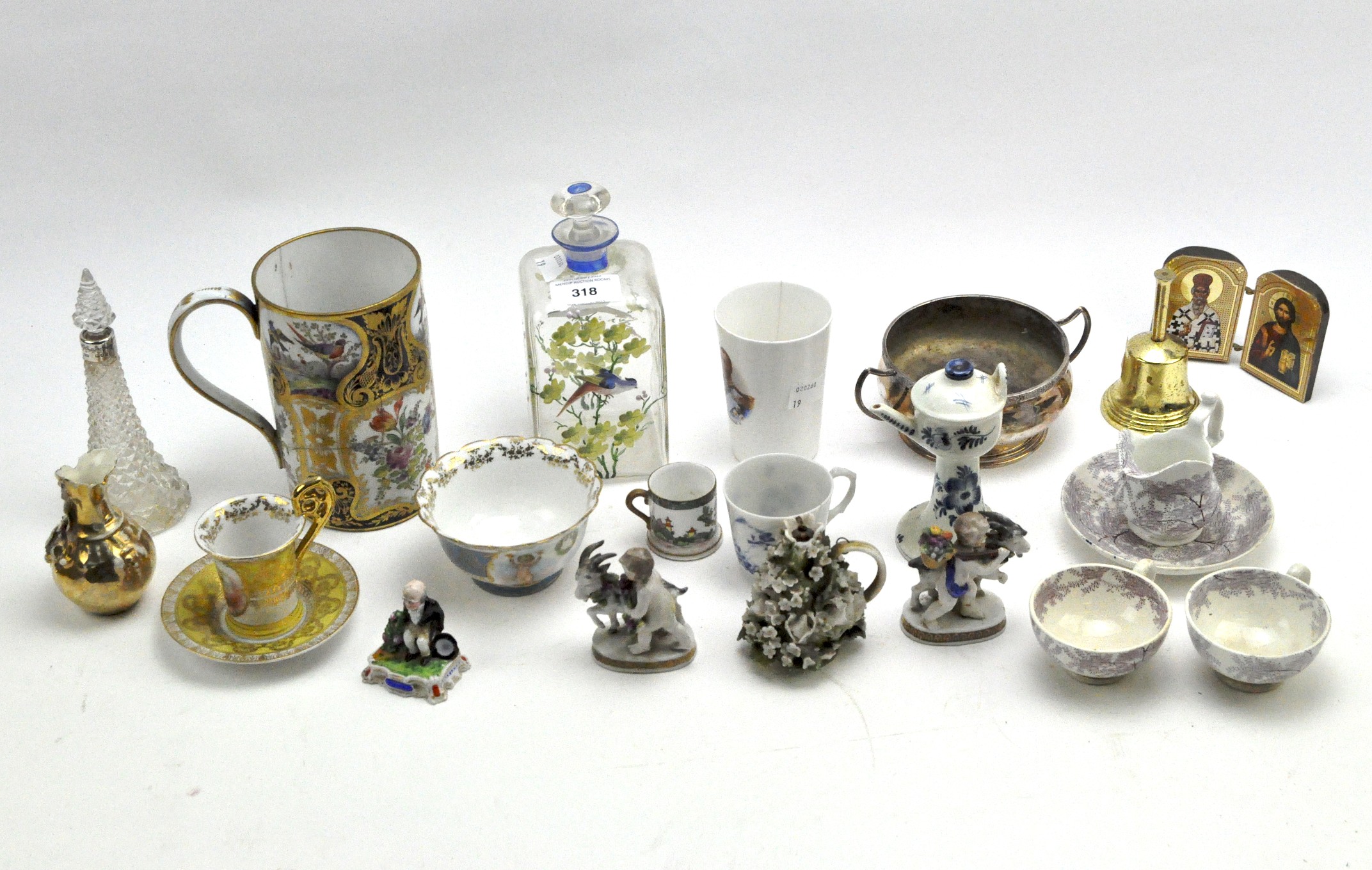 A group of continental porcelain, including Vienna style teawares,