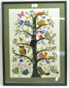 A late 20th century needlepoint panel depicting the Tree of Life,