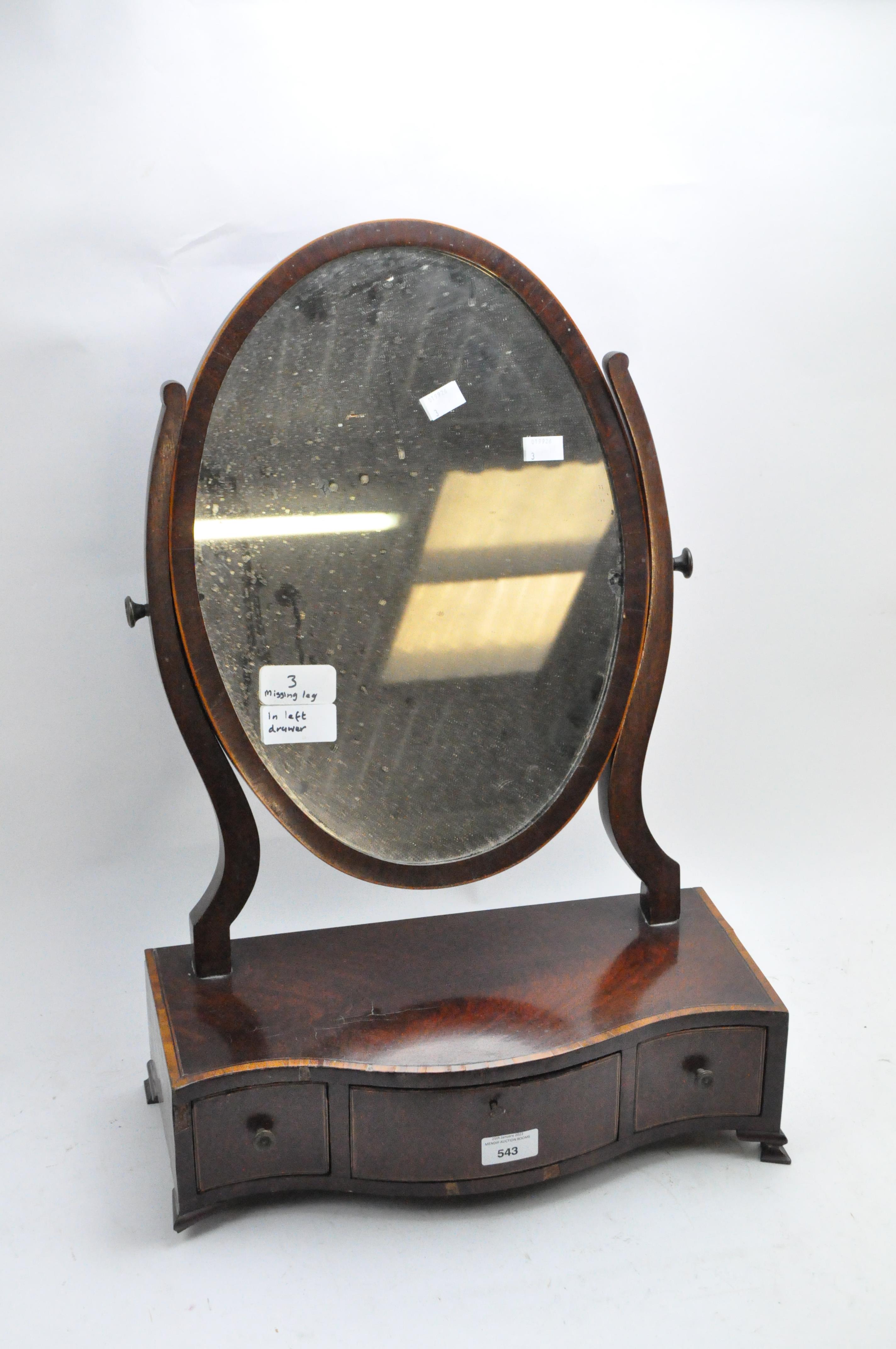 A early 19th century mahogany dressing table mirror,