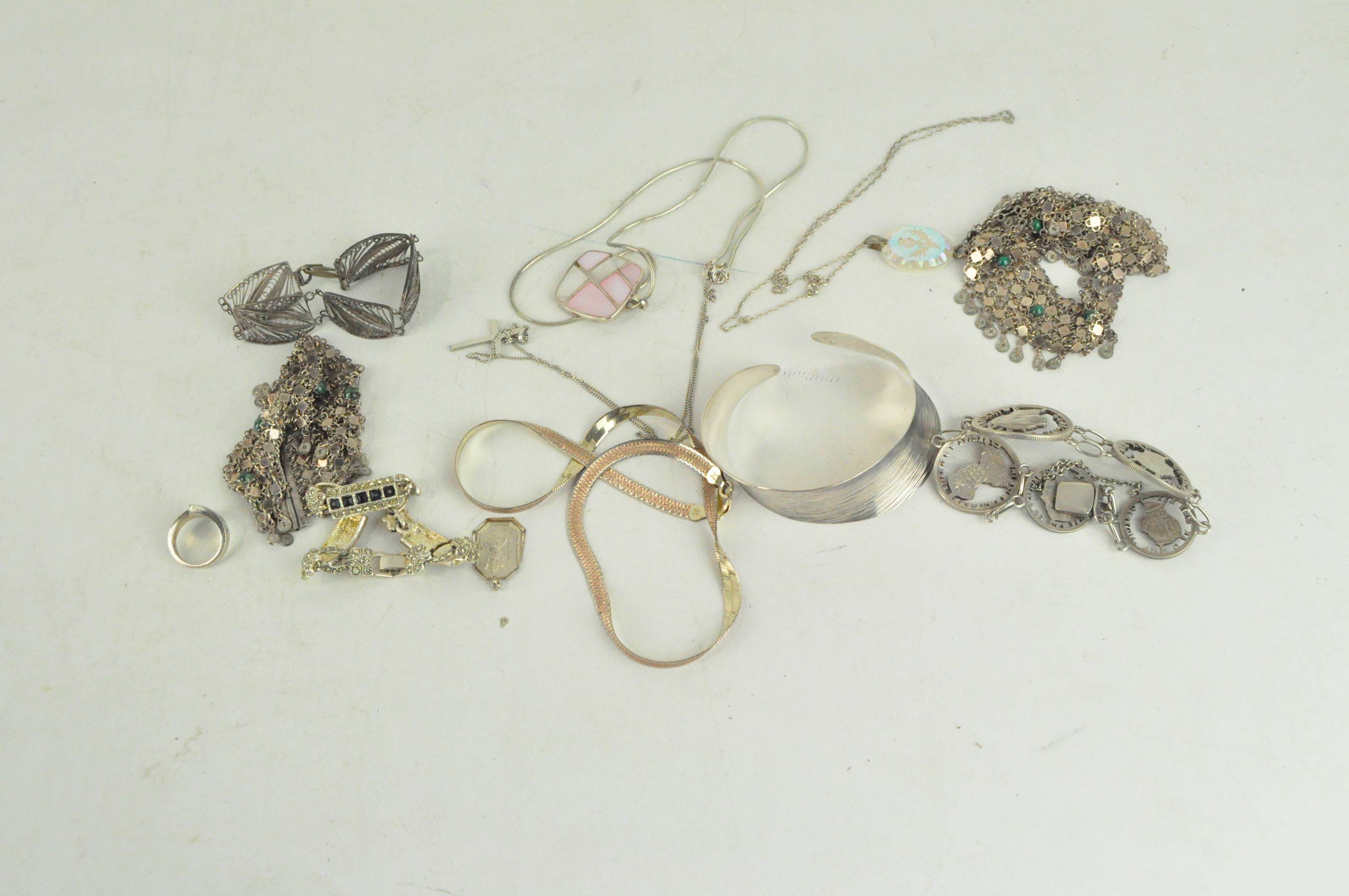 A selection of assorted white metal and silver jewellery, - Image 2 of 2