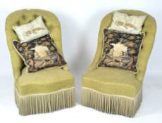 A pair of 20th century button back chairs,