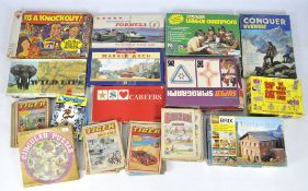 A collection of assorted vintage board games and magazines,