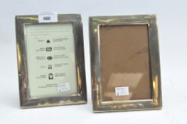 Two Haviland-Nye silver mounted photo frames, hallmarked London 1959,