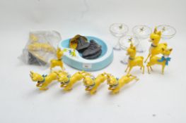 A group of mid-century Babycham glasses and collectables