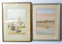 A 20th century watercolour and a pastel, signed