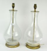 A pair of large crackle glass lamp bases,