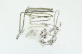 A collection of sterling silver and white metal chains