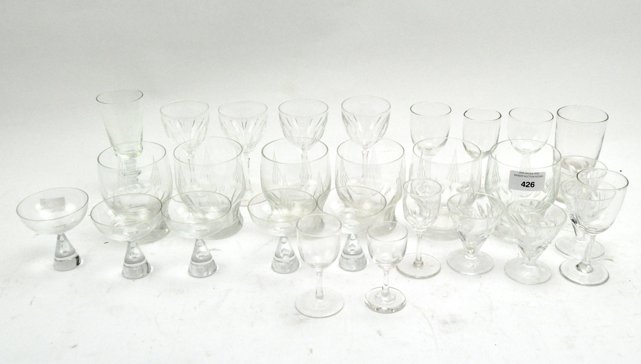 Assorted drinking glassware,