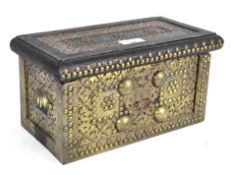 A 20th century brass bound wooden box,