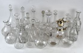 A collection of 20th century glass vases and decanters