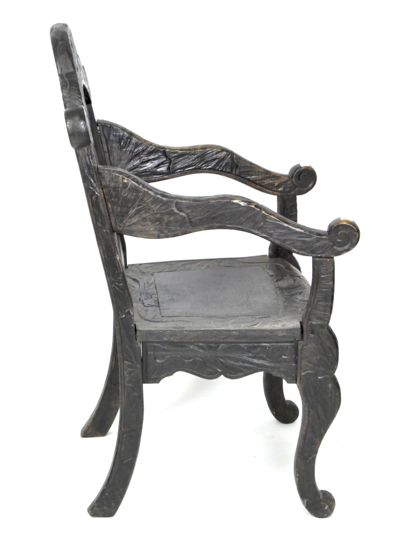 A 19th century carved wooden armchair, - Image 2 of 2