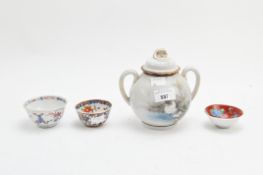 A group of 19th and 20th century Chinese porcelain tea bowls and a Japanese porcelain sugar bowl