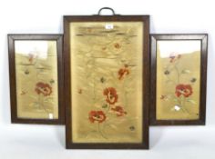 An early 20th century three part folding fire screen,
