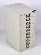 A Bisley metal filing cabinet with ten drawers,