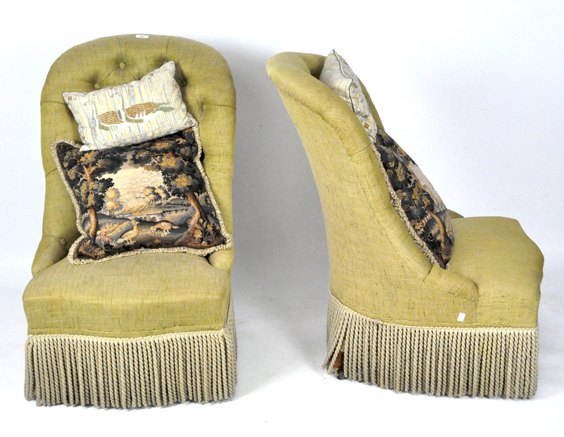 A pair of 20th century button back chairs, - Image 3 of 10