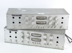 Two vintage 'Brenell' S.S. tape link amplifiers,