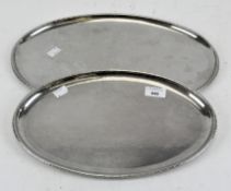 Two vintage oval Keswick School of Art Firth Staybrite serving trays,