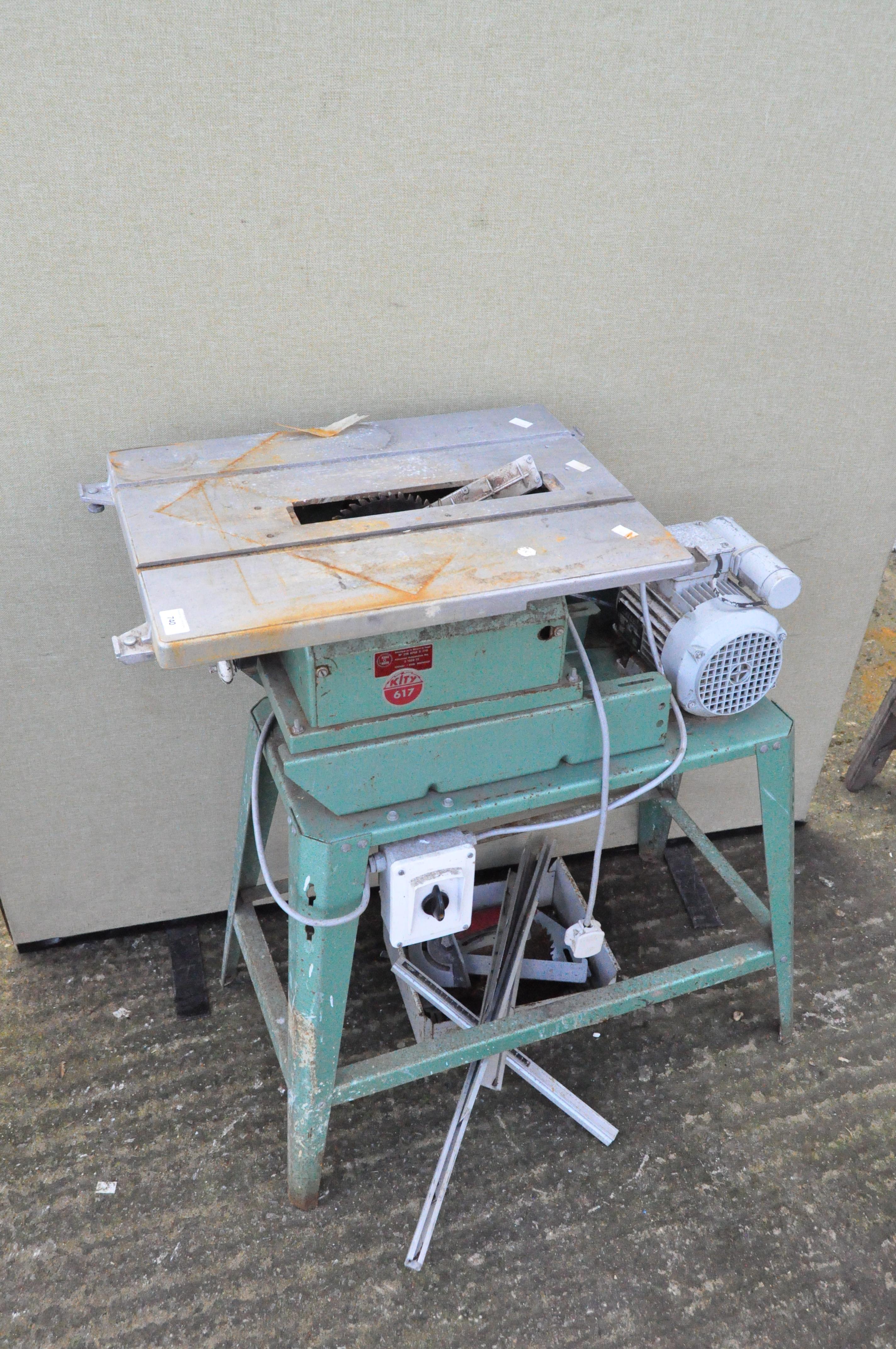 A Kity 617 mains electric saw bench on stand,
