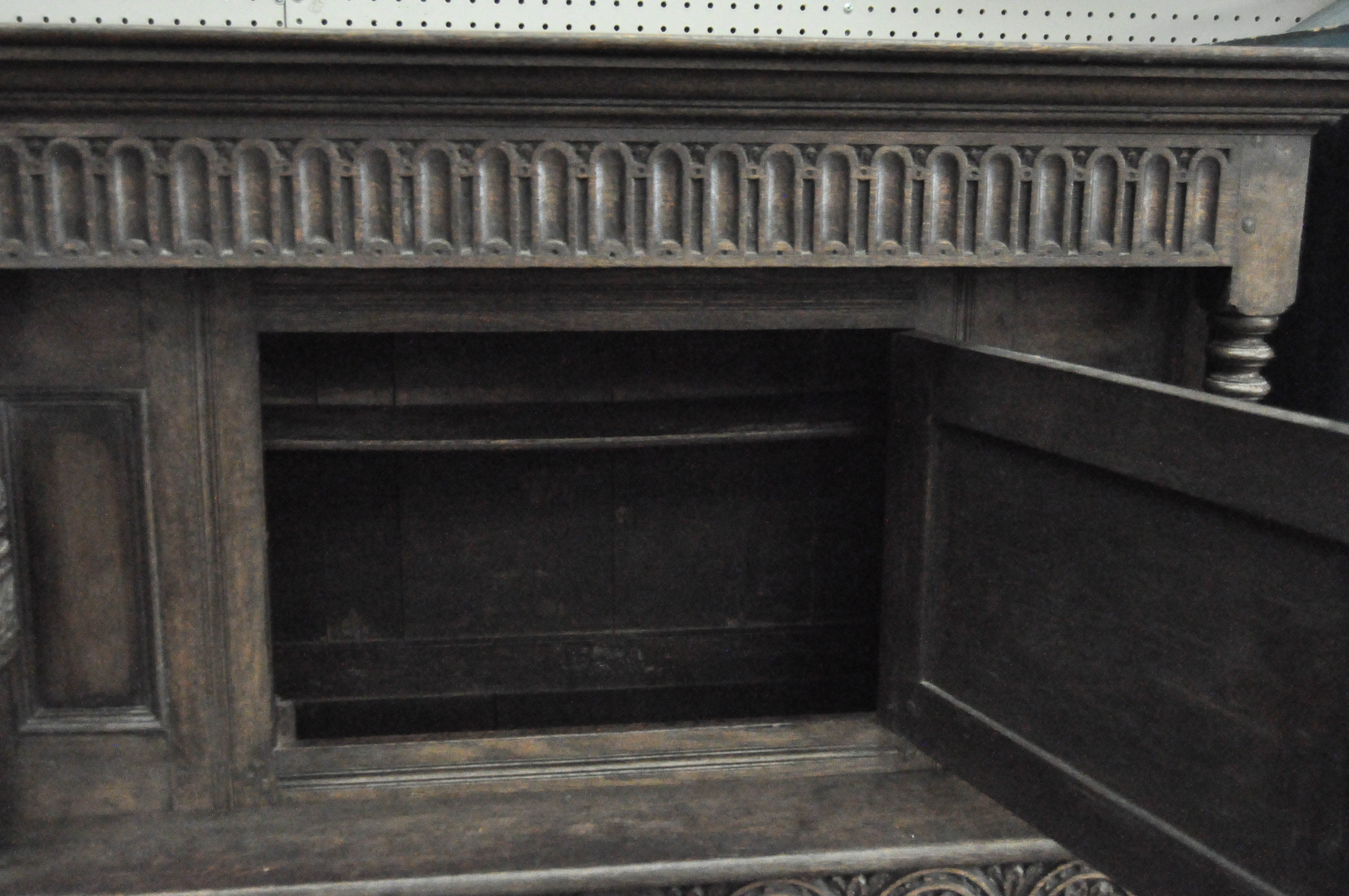 A 19th century carved oak hall or court cupboard, - Image 4 of 5