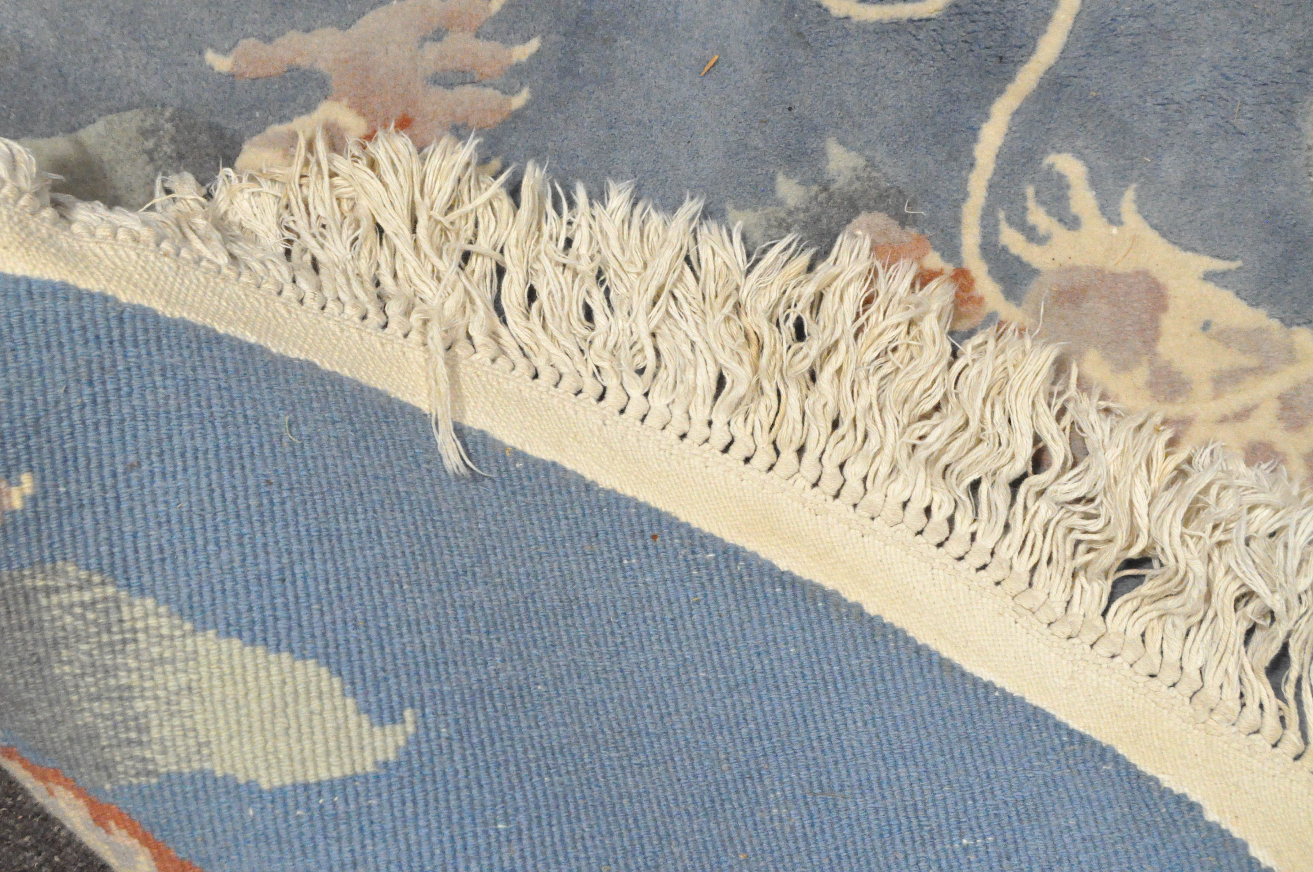 Two modern Chinese circular rugs, one featuring a dragon on a pale blue ground, - Image 5 of 5
