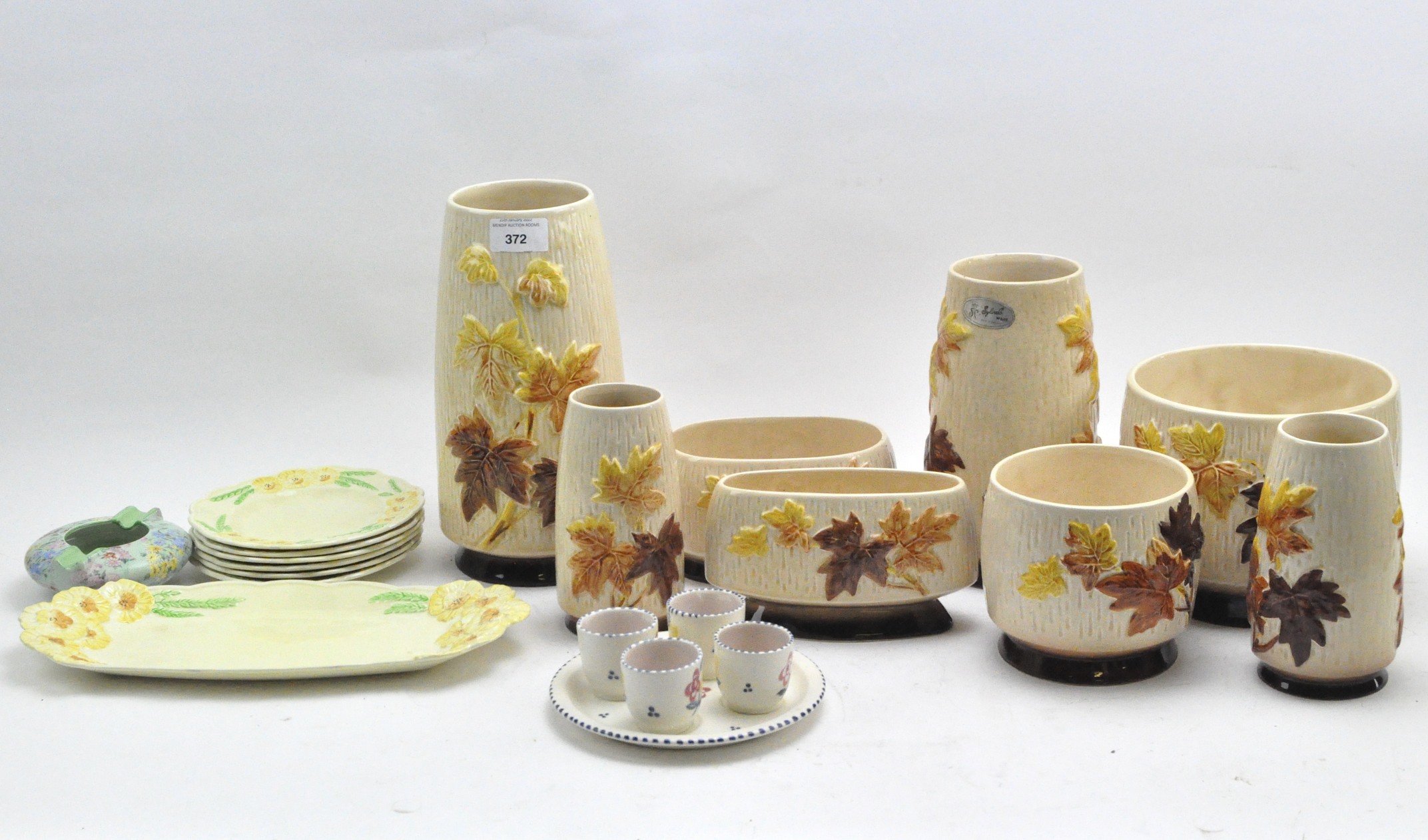 An assortment of ceramics, including Sylvac and Shelley