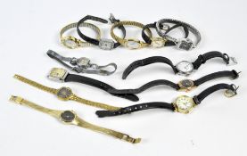 A collection of twelve vintage ladies wristwatches, including an Accurist, Timex and a Rotary