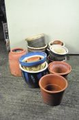 A selection of plant pots of assorted sizes and designs