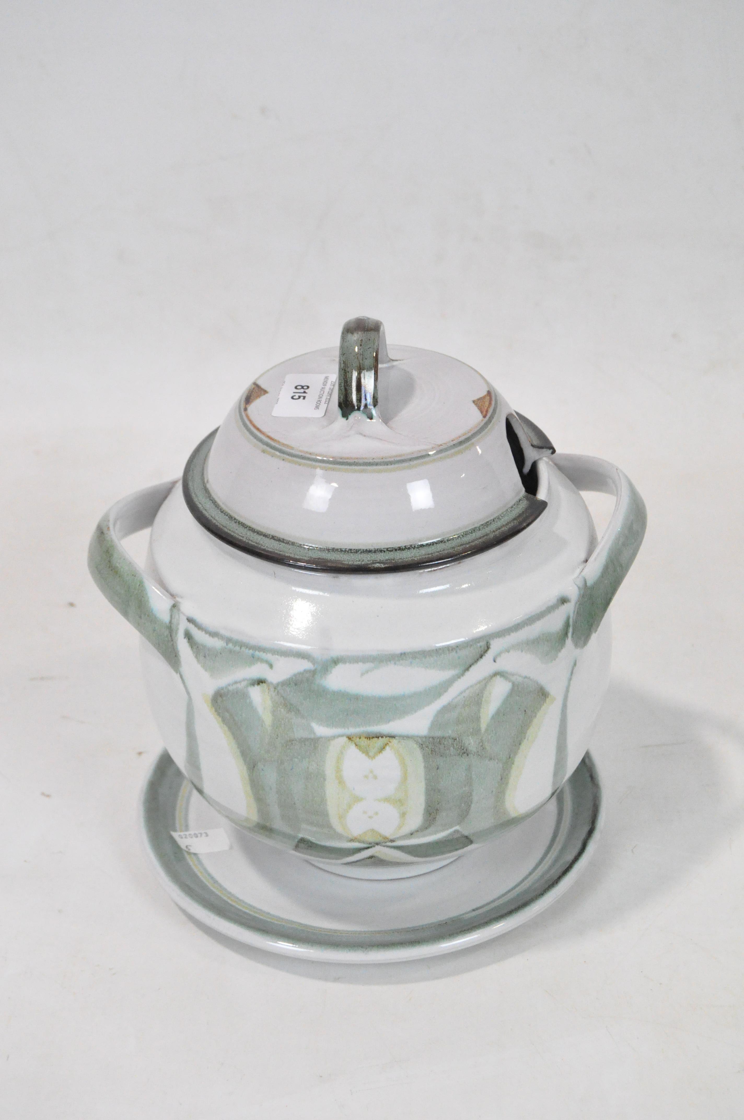 An Aldermaston Pottery two-handled tureen, cover and stand,