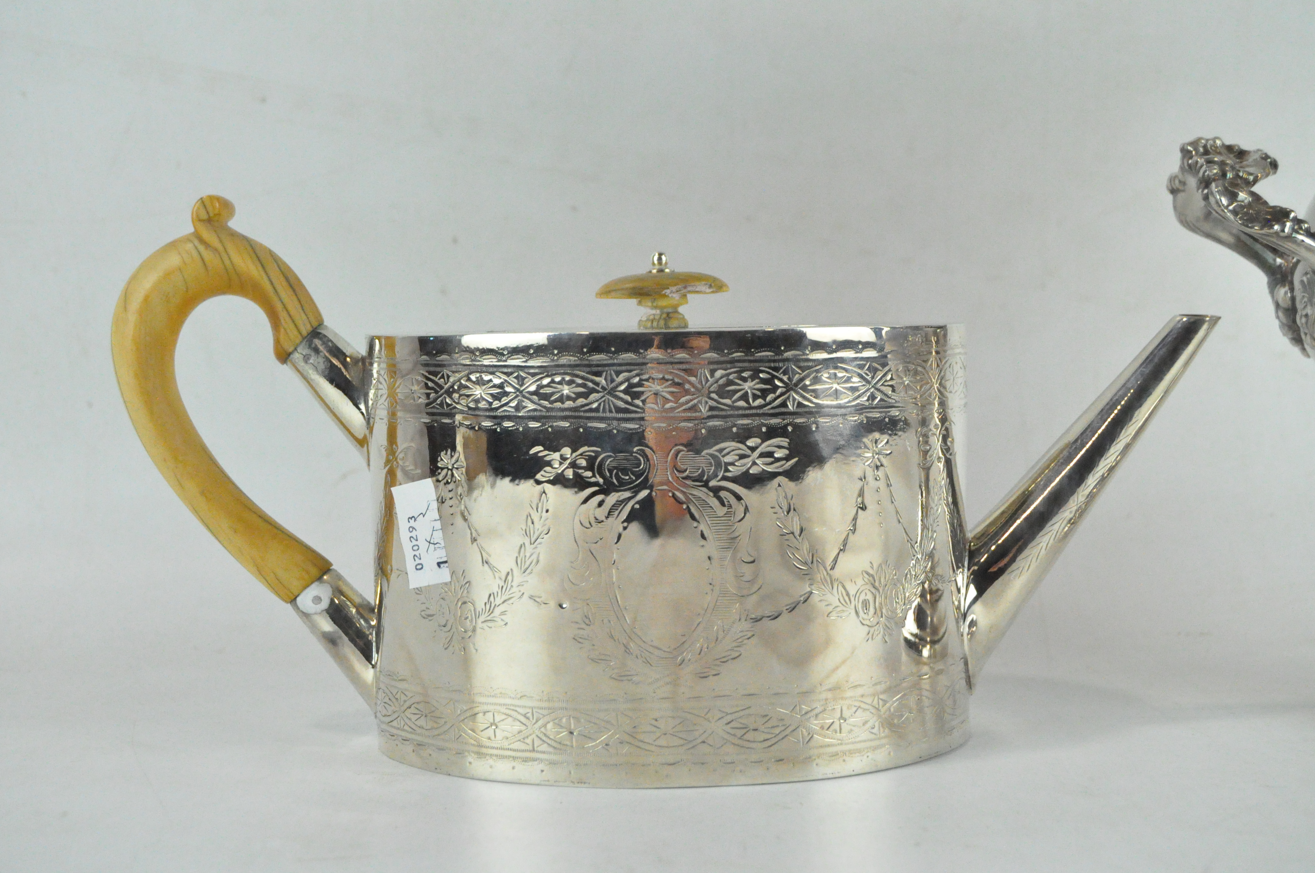 A contemporary silver plated wine cooler and a Georgian style white metal teapot, - Image 2 of 6
