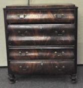 A Victorian mahogany veneered chest of drawers,