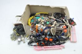 A collection of costume jewellery, including necklaces, bangles, bracelets,