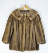 A vintage ladies mink fur coat, with brown silk lining, shoulder width 49cm,